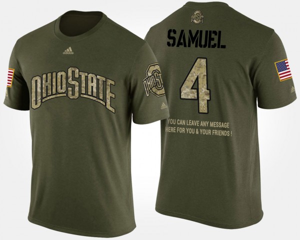 Ohio State Buckeyes Curtis Samuel Men's #4 Short Sleeve Military Camo With Message College Football T-Shirt 2404WZZZ7